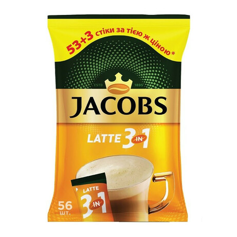 Jacobs. Напиток кофейный Jacobs 3в1 Latte 56*13 г  (4820206290687)