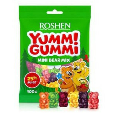 Roshen. Конфеты Yummi Gummi Mini Bear Mix желейные 100 гр(4823077621314)