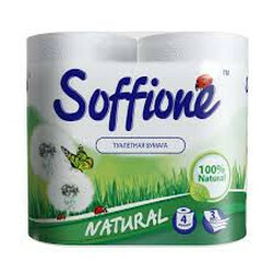 Soffione. Туалетний папір Soffione Natural, 3 шари, 4 рулони, Білий(4820003833056)