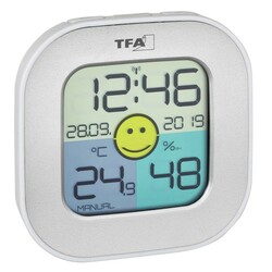 TFA . Термогігрометр цифрової "Fun", сріблястий, кольоровий дисплей, 88x19x88мм(30505054)