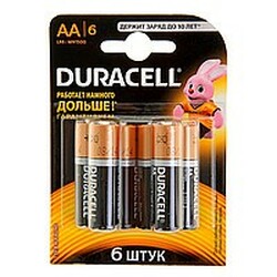 Duracell. Батарея алкалиновая Basic AA, 1,5  V LR6 5 шт + 1 шт безкоштовні(7427)