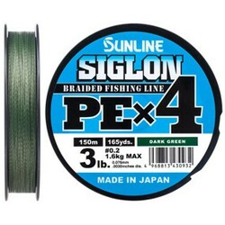 Sunline . Шнур Siglon PE х4 150m (темн-зел.) №0.2/0.076 mm 3lb/1.6 kg (1658.09.13)