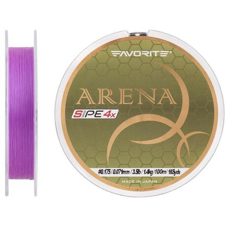 Favorite.  Шнур Arena PE 100m (purple) №0.175/0.071mm 3.5lb/1.4kg (1693.11.00)