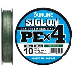 Sunline . Шнур Siglon PE х4 150m (темн-зел.) №0.6/0.132 mm 10lb/4.5 kg(1658.09.17)