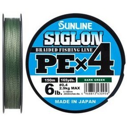 Sunline .Шнур Siglon PE х4 150m (темн-зел.) №0.4/0.108 mm 6lb/2.9 kg(1658.09.15)