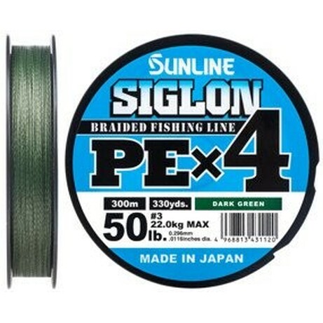 Sunline .Шнур Siglon PE х4 300m (темн-зел.) №3.0/0.296 mm 50lb/22.0 kg(1658.09.52)