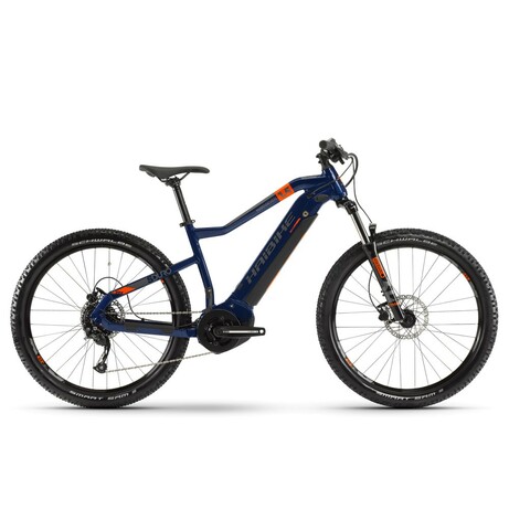 Haibike. Электровелосипед SDURO HardSeven 1.5 i400Wh 9 s. Altus 27,5", рама XL, голубой-оранжевый-ти
