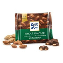 Ritter Sport. Шоколад Nut Selection молочный с цельными миндальными орехами 100 г (4000417703002)