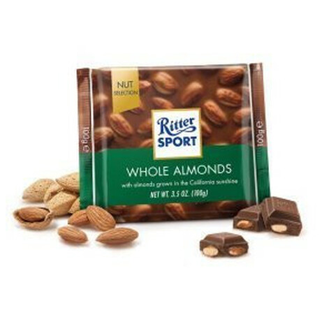 Ritter Sport. Шоколад Nut Selection молочный с цельными миндальными орехами 100 г(4000417703002)
