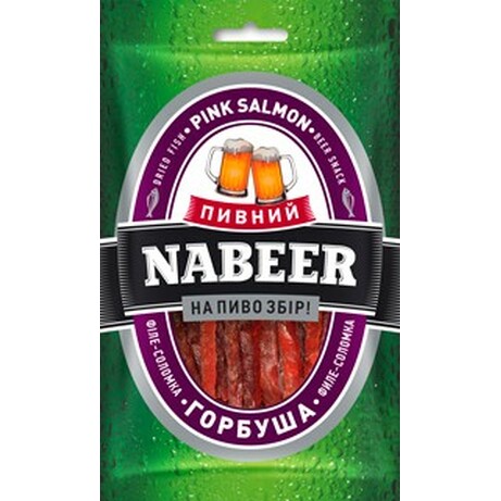 Пивний Nabeer Горбуша соломка солено-сушена 25г(4820065702901)