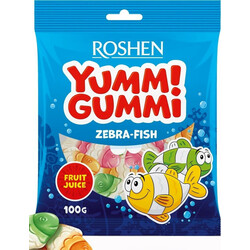 Roshen. Конфеты Yummi Gummi Zebra - Fish желейные 100 гр(4823077621338)