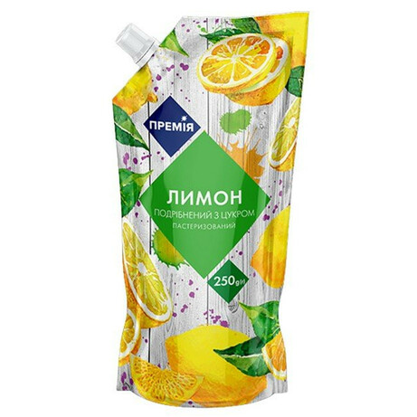 Премия. Лимон измельченный с сахаром пастеризованный 250 гр (4823096402659)