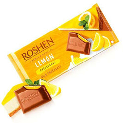 Roshen. Шоколад молочный вкус лимонный чизкейк 90г(5996496013783)