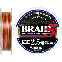 Sunline . Шнур Super Braid 5 200m №2.5/0.25 mm 14.0 kg(1658.05.88)