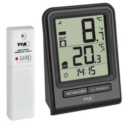 TFA . Термометр цифрової "Prisma", зовнішній радіодатчик, 67х35х93 мм(30306301)