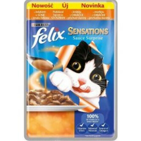 Felix. Корм для котов Sensations Sauces индейка бекон 100 гр (7613036076234)