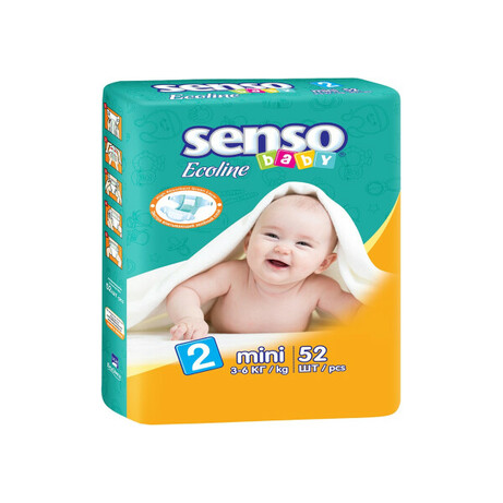 Senso Baby. Дитячі підгузники  Ecoline міні, розмір 2, 3-6 кг, 52 шт(4810703000902)