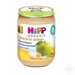 HiPP. Пюре Яблоки и бананы с зерновыми хлопьями «Фрукты и злаки», 190 г. (9062300132370)