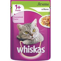 Whiskas. Корм для котов 1год+ с ягненком в желе 100г(4770608253073)