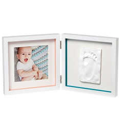 Baby Art.  Двойная рамочка "Белая с полосками и отпечатком" (3601095100)