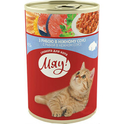 Мяу! Влажный корм для взрослых котов с вкусом рыбы в нежном соусе 415 г(4820083902642)