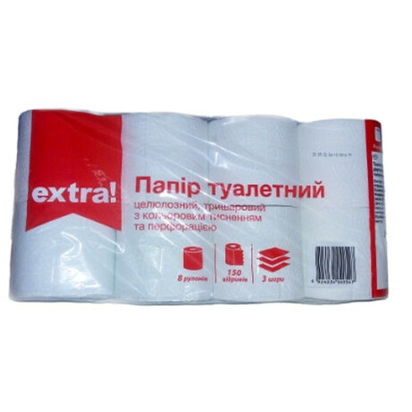 Extra! Папір туалетний  з кольоровим тисненням біла 3-слойные(4824034049547)