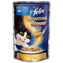 Felix. Корм для котов Sensations Sauces сайда-томаты 100 гр (7613036076357)