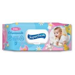 Superfresh. Детские влажные салфетки chamomile с клапаном 72 шт (4820048488044)