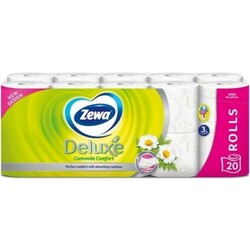 Zewa.Туалетний папір Zewa Deluxe аромат ромашка тришарова 20 рулонів + 20 рулонів(7322540556087)