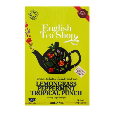 English Tea Shop. Чай трав'яної English Tea Shop тропічний для лемонграсс-мята пунш 20*1,5г-уп  (068027