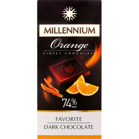 Millennium. Шоколад черный с апельсин цедрой 74% 100г (4820075504700)