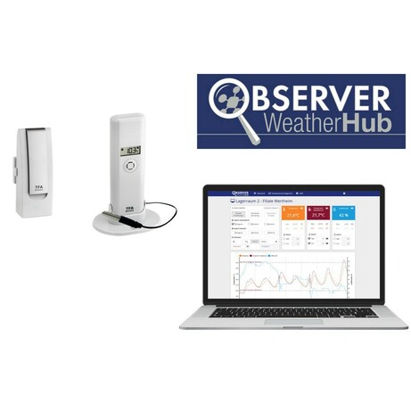 TFA WeatherHub. Стартовый комплект  "Observer", датчик температуры-влажности с проводным Т-сенсором 