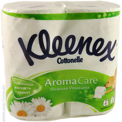 Kleenex.Трехслойная ная туалетная бумага 4 шт Aroma care с ароматом ромашки