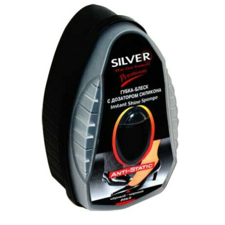 Silver. Губка-блеск для обуви дозатор черная6мл(  8690757001959)