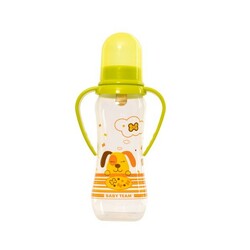 Baby Team.  Пляшка для годування з латексною соскою і ручками, 250 мл 0 мес(1311)