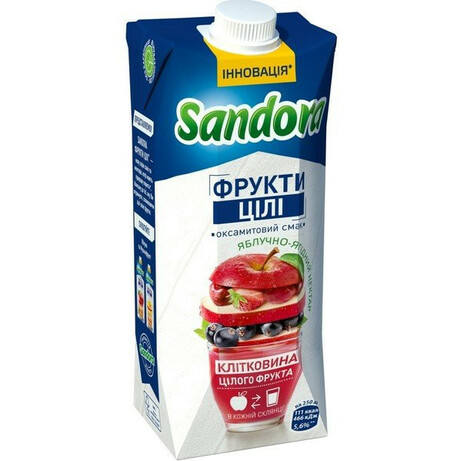 Sandora Whole Fruit. Нектар яблочно-ягодный, 0,5л (4823063114691)
