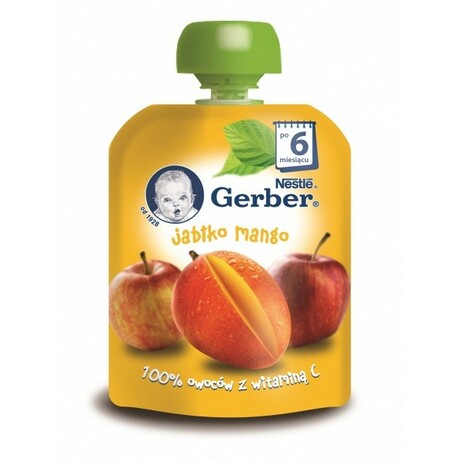 Gerber. Пюре "Яблоко и манго", 90 г (мягк. упак.)(507067)