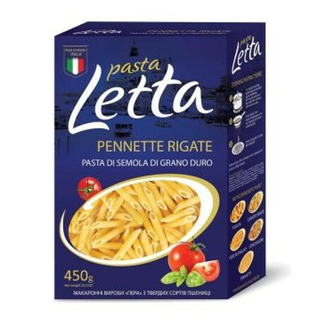 Pasta Letta. Вироби макаронні Pasta Letta пір'я 450 г(4820101714271)