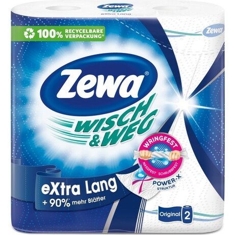 Zewa. Wisch Weg Extra Lang Original кухонні рушники, 72 листів, 2 рулони(25*23 см)   144001-02(9