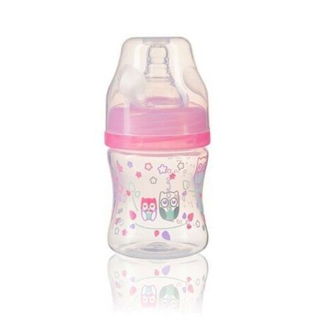 BabyOno. Пляшка антиколиковая c широким отвором рожева  120 мл 0м+   (5901435411018)