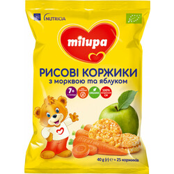 Milupa. Рисовые коржики Milupa с морковью и яблоком для питания детей от 7-ми месяцев 40 г (87200970