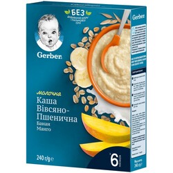 Gerber Organic. Молочная каша "Пшенично-овсяная" Банан Манго 6 мес+ 240 г (7613039834053)