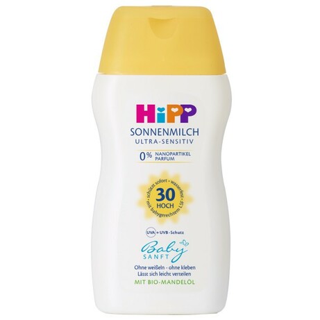Hipp. Дитяче сонцезахисне молочко HIPP Babysanft SPF30 50 мл(40623023)