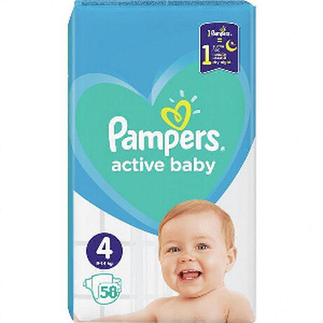 Pampers. Подгузники Pampers Active Baby Размер 4 (Maxi) 9-14 кг,  58 подгузников (951014)