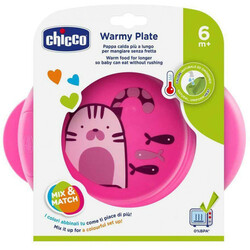 Сhicco. Тарелка термоустойчивая Chicco Warmy Plate, розовая 6 мес+ 1 шт (8058664086504)