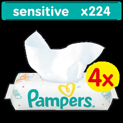 .Pampers. Вологі серветки Pampers Sensitive, 224 шт(4х56) шт.(622079)