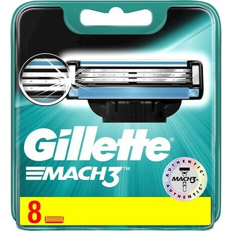 Gillette. Змінні картріджи для гоління(Леза) Gillette Mach 3 8 шт(3014260243548)