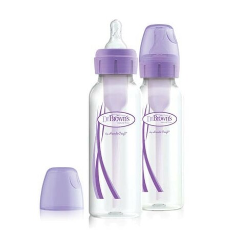Dr. Brown's. Дитяча пляшка для годування з вузькою шийкою Options+, 250 мл, фіолетовий, 2 шт. в