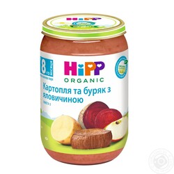 HiPP «Картофель и свёкла с говядиной», 8+ м.  220 г. (9062300131359)