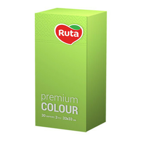 Ruta. Серветки Premium Colour зелені 30 шт-уп   (4820023748354)